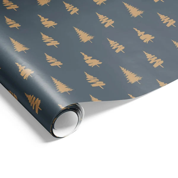 Christmas Ink Tree Camel Charcoal Wrapping on Matte White Paper