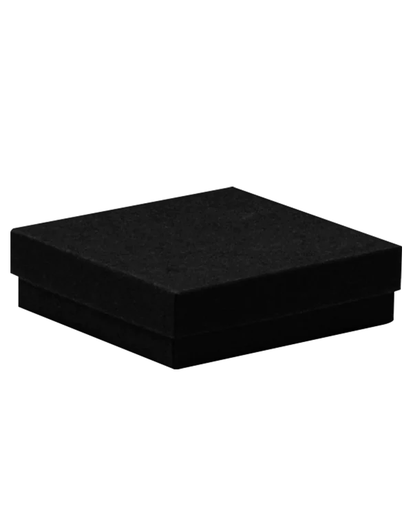 Cotton Fill Jewellery Box Black Kraft 89 mm W x 89 mm L x 25 mm D CF33