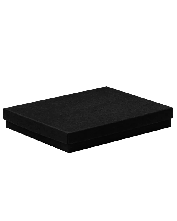 Cotton Fill Jewellery Box Black Kraft 140 mm W x 178 mm L x 25 mm D CF75