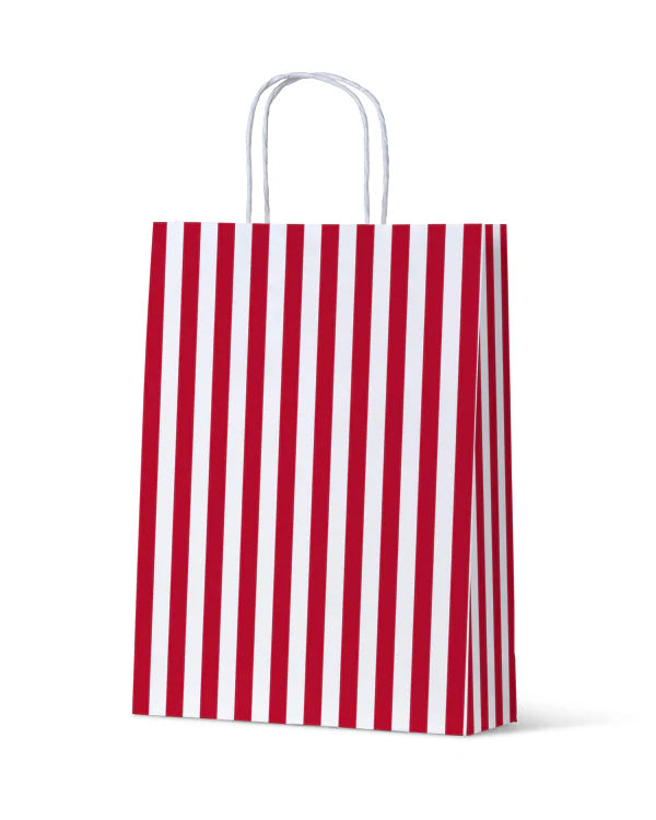 Cafe Stripe Red Medium Paper Bag