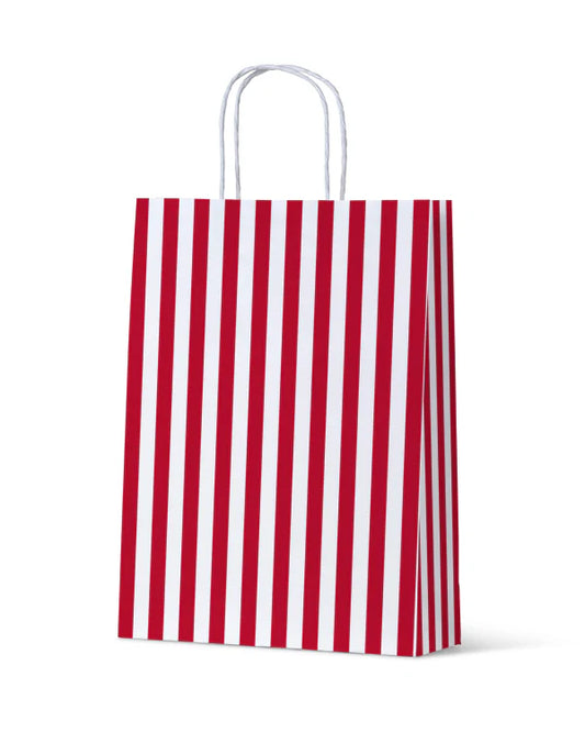 Cafe Stripe Red Medium Paper Bag