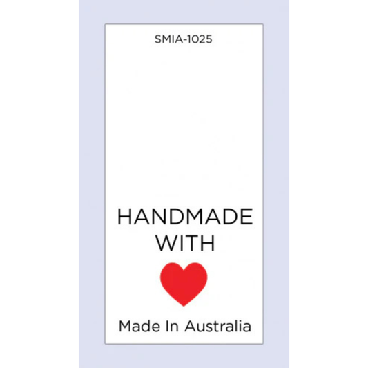 Hand Made with Love Red Heart with MIA on Satin Fabric