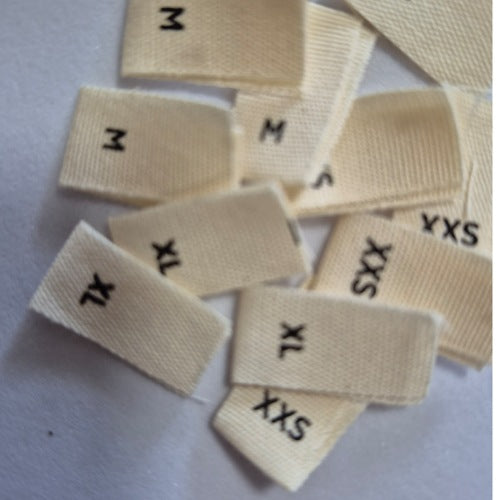 Cream Cotton Size Labels Single Pack Standard Size