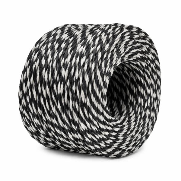 Paper Twine Two Tone Black and White 2 mm x 100 Metres