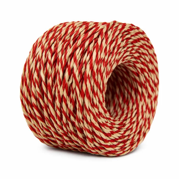Paper Twine Two Tone Red and Natural 2 mm x 100 Metres