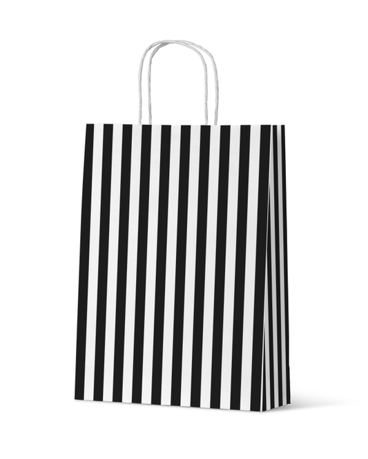 Cafe Stripe Black Medium Paper Bag