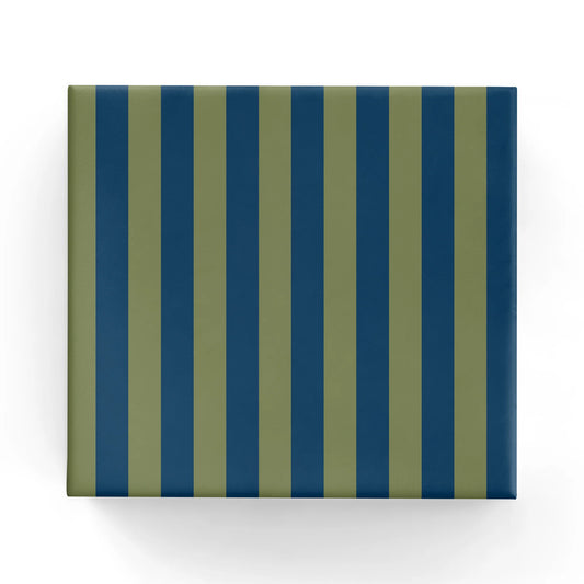 Stripe Earth Green/Navy Wrapping on Matte White Paper