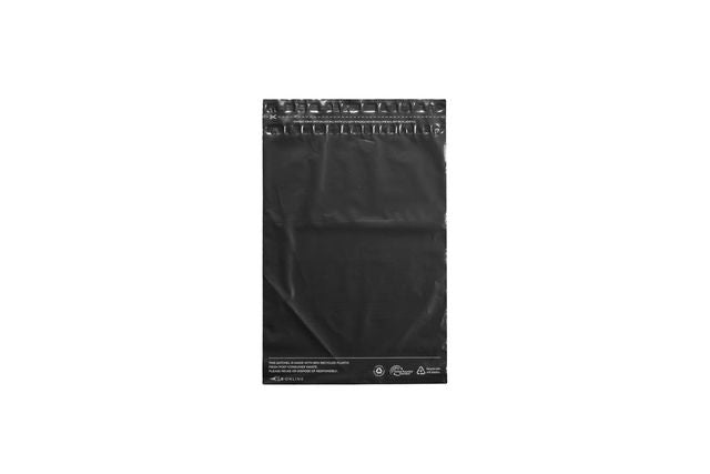 Recycled Black Poly Mailing /Courier Bags Small 250 mm x 330 mm x 60mm Flap