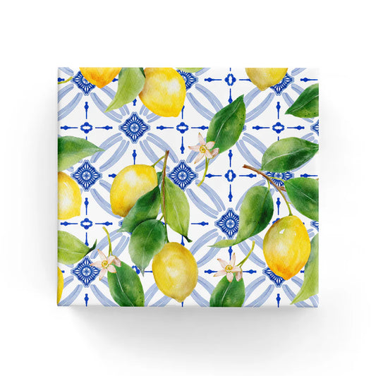 Lemon Blue Tile Wrapping Paper