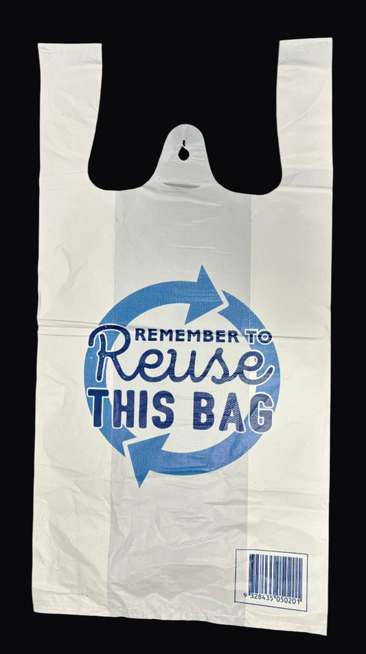 QLD Compliant Medium White Singlet  Resuseable Checkout Bags