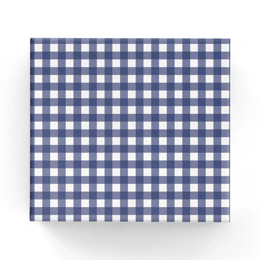 Gingham Check Navy Wrapping on Matte White Paper