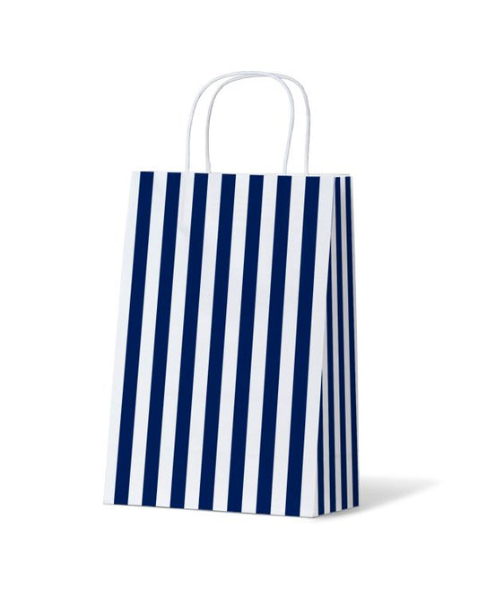 Cafe Stripe Navy Junior Paper Bag