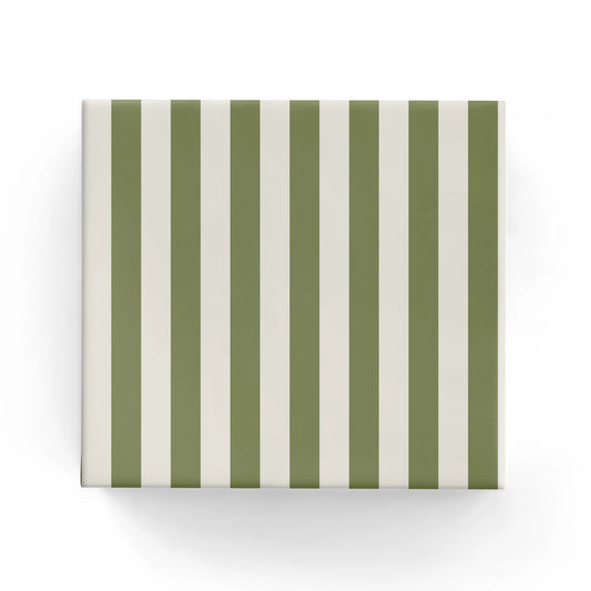 Stripe Earth Green/Warm Grey Wrapping on Matte White Paper