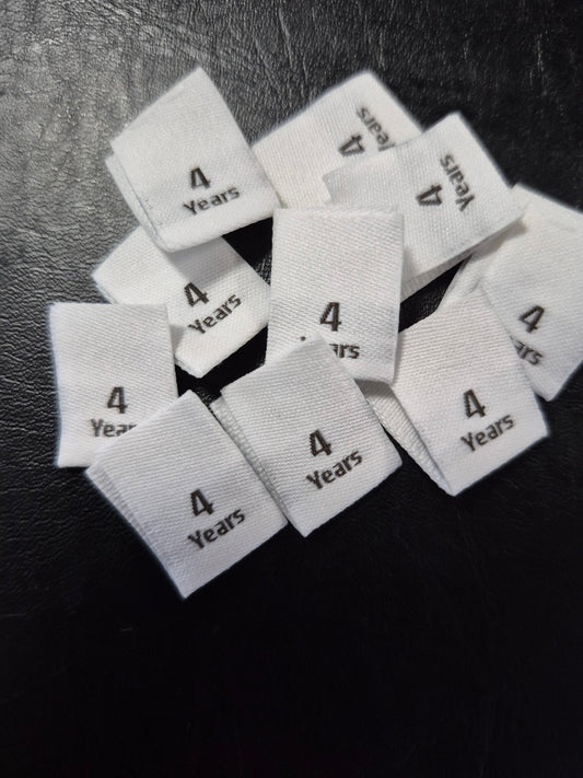 White Woven Labels Single Pack Special Size 4 Year