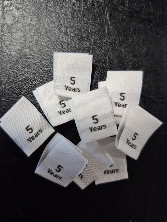White Woven Labels Single Pack Special Size 5 Year