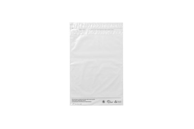 Recycled White Poly Mailing /Courier Bags Medium 330 mm x 420 mm x 60mm Flap