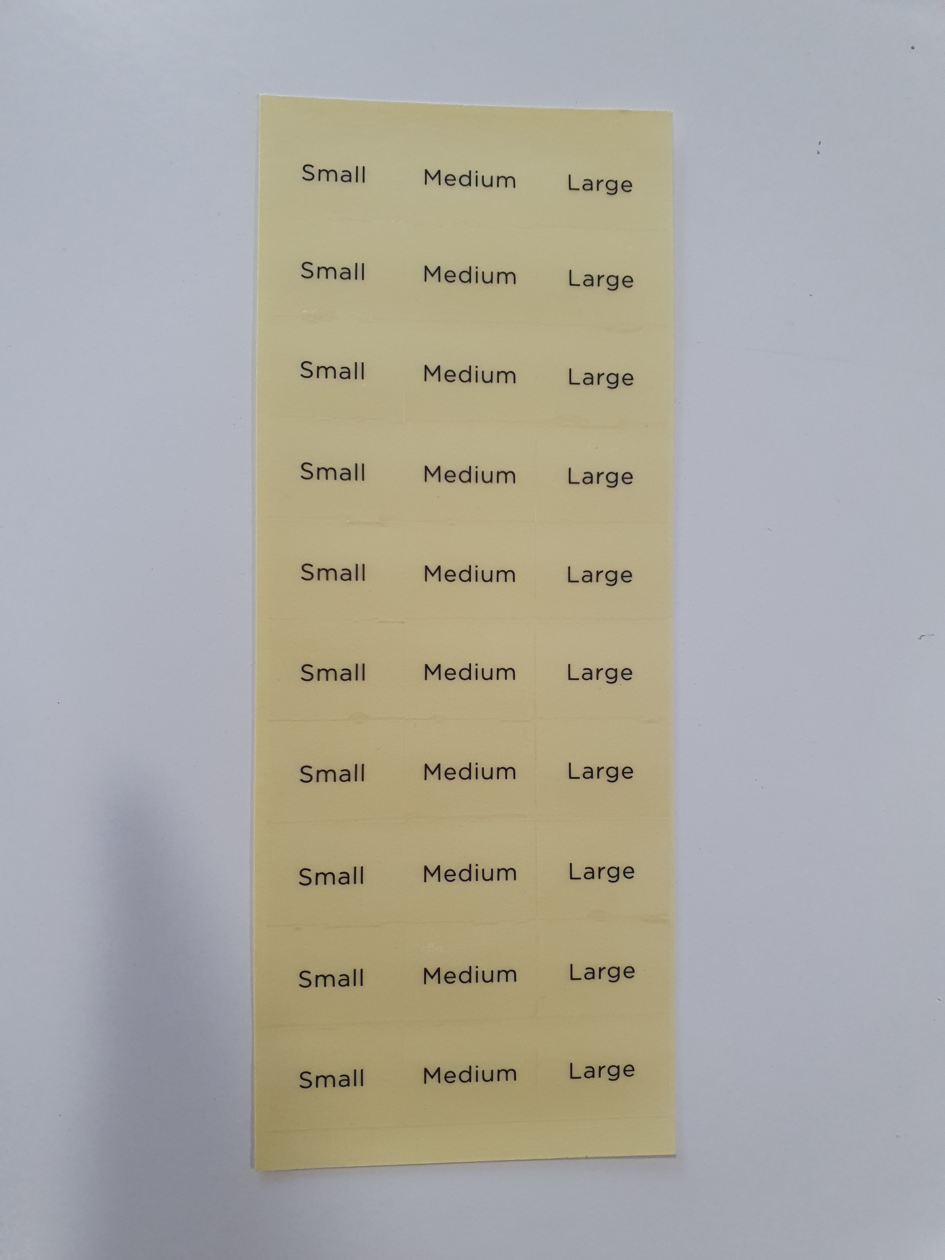 Adhesive Size Labels Small /Medium /Large on Each Sheet – Bags And Tags ...