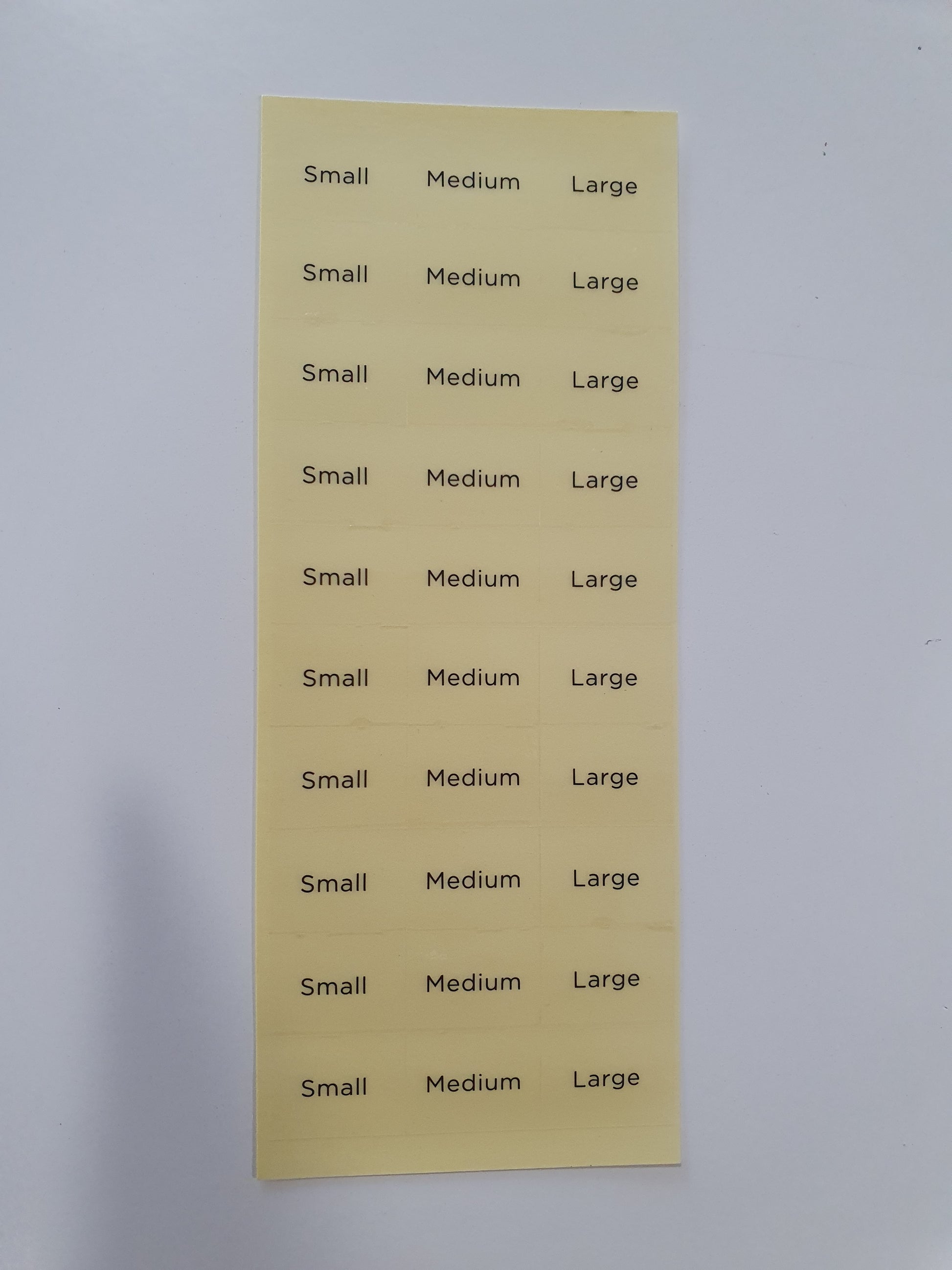 Adhesive Size Labels Small /Medium /Large on Each Sheet – Bags And Tags ...