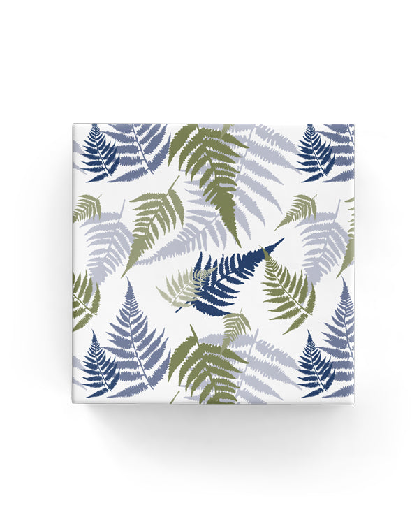 Ferns Green Navy Wrapping on Matte White Paper