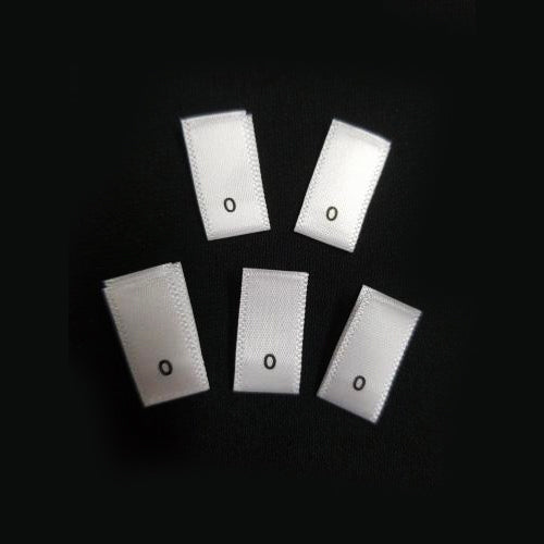 White Printed Satin Labels  Bulk Pack 1 Size per 1000 Pack