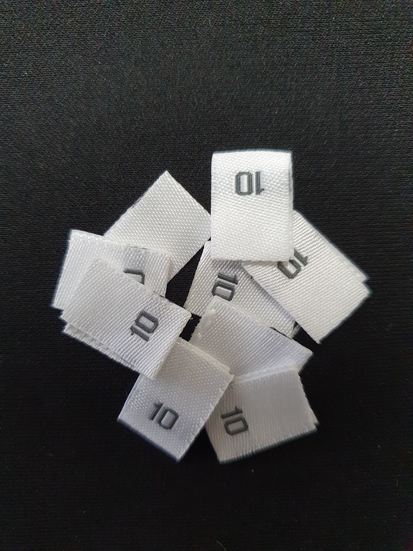Woven labels with Black Text - size 10