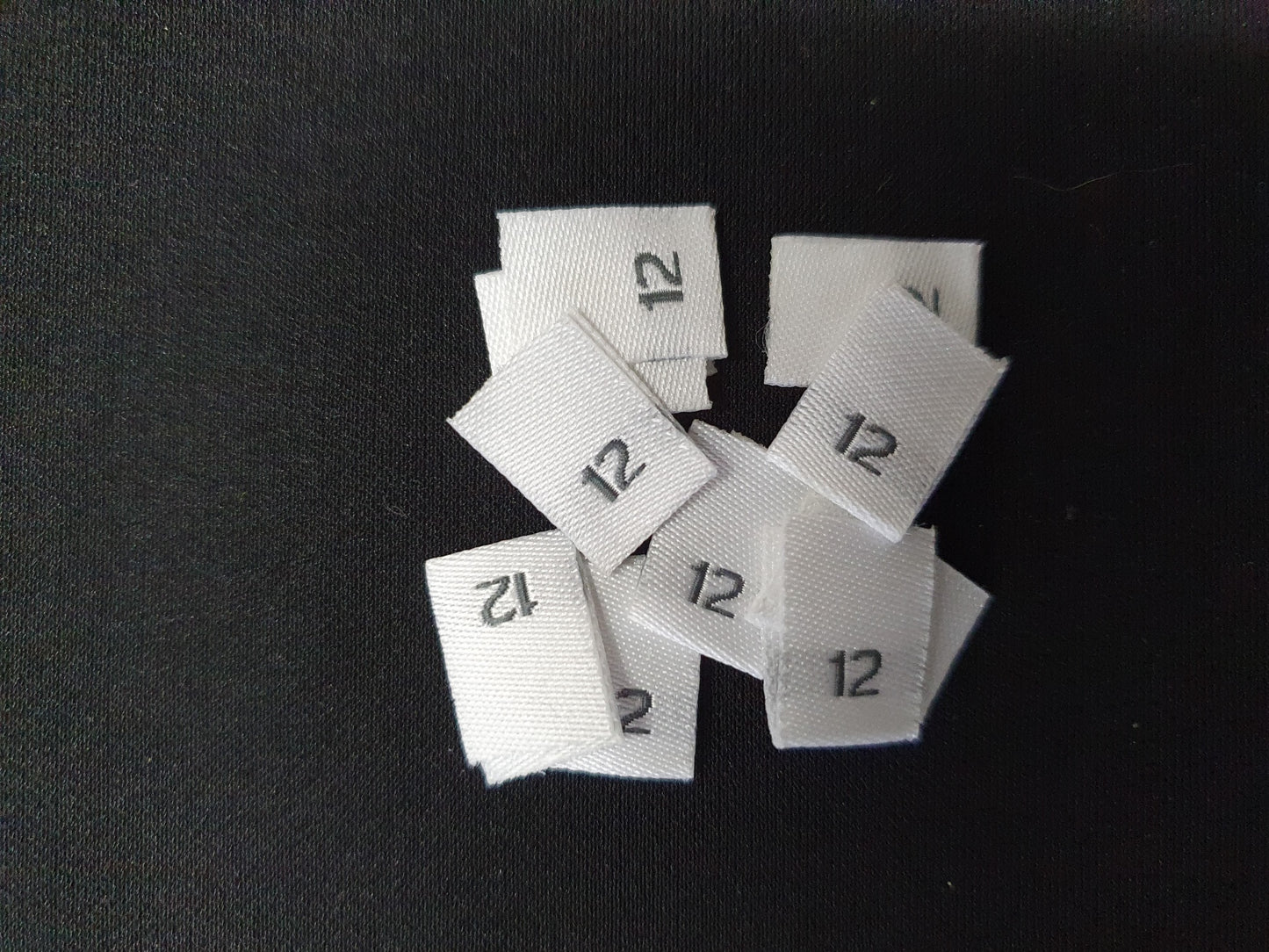 Woven labels with Black Text - size 12