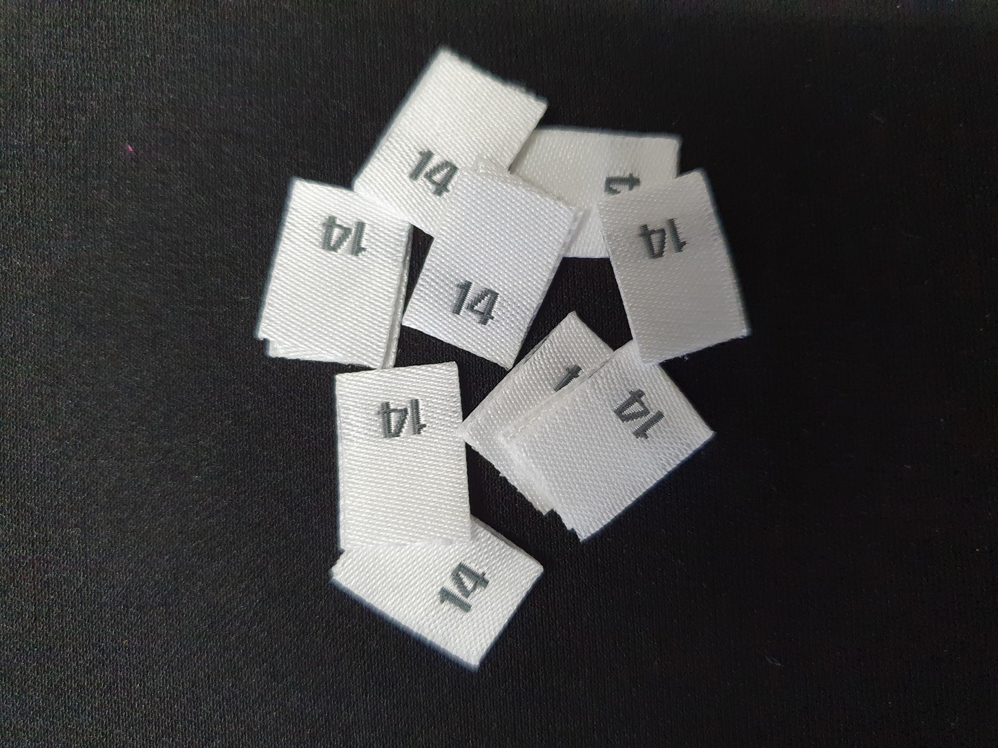 Woven labels with Black Text - size 14
