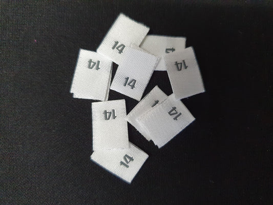 Woven labels with Black Text - size 14