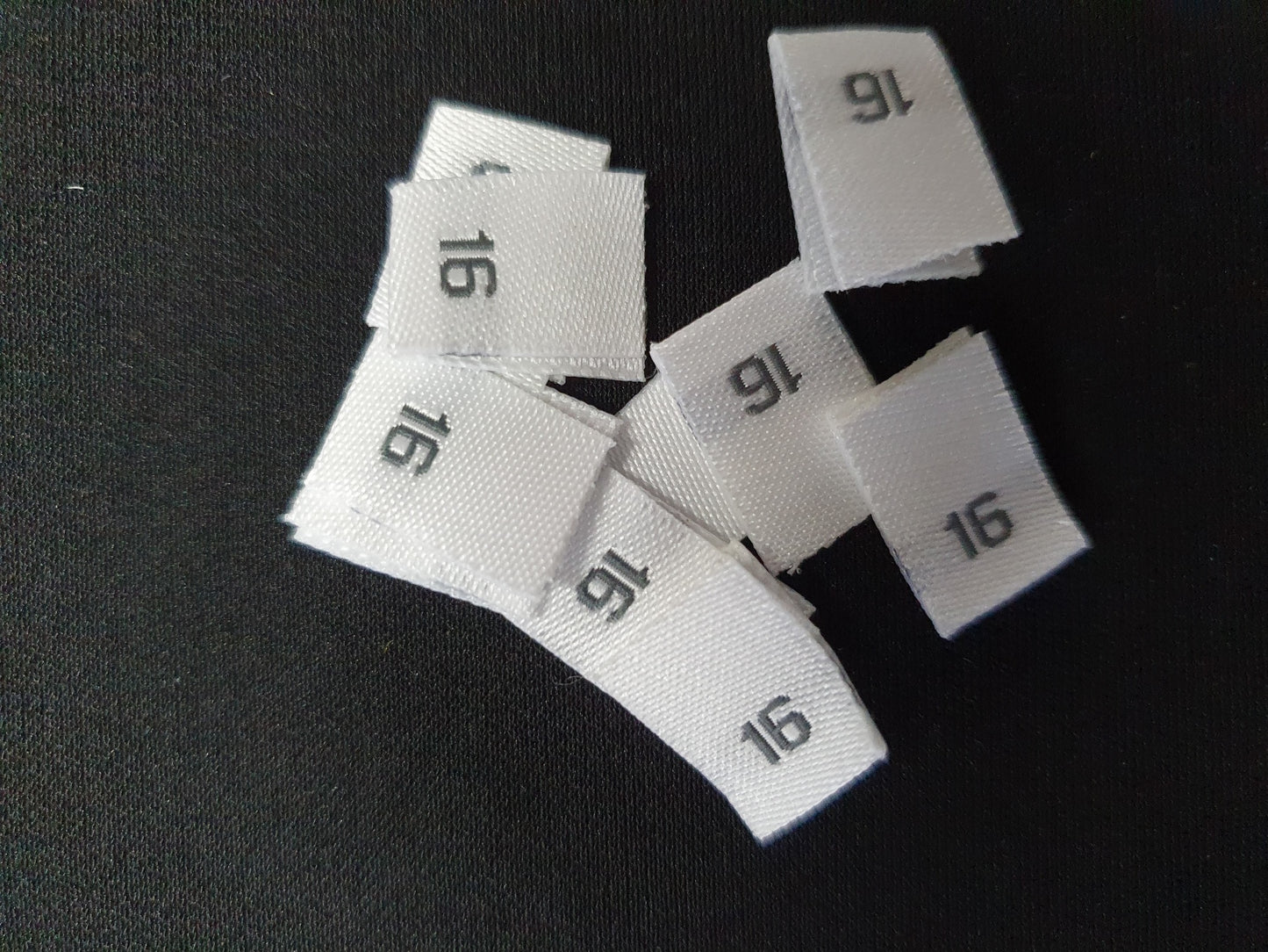 Woven labels with Black Text - size 16