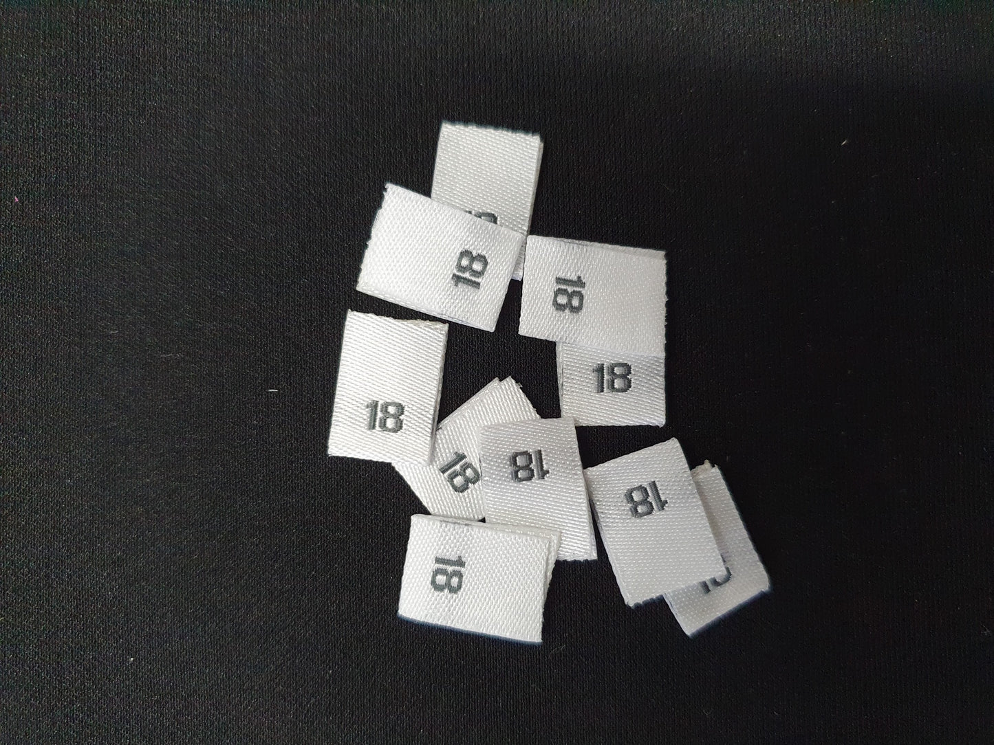 Woven labels with Black Text - size 18