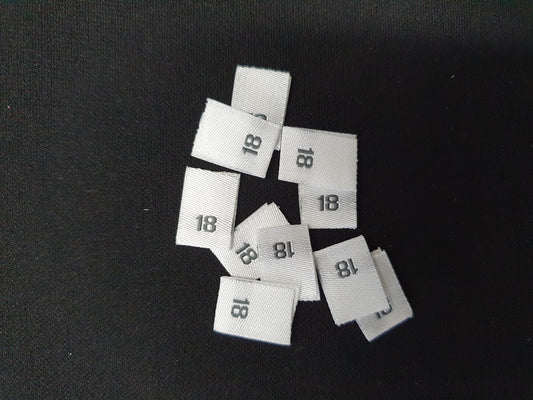 Woven labels with Black Text - size 18