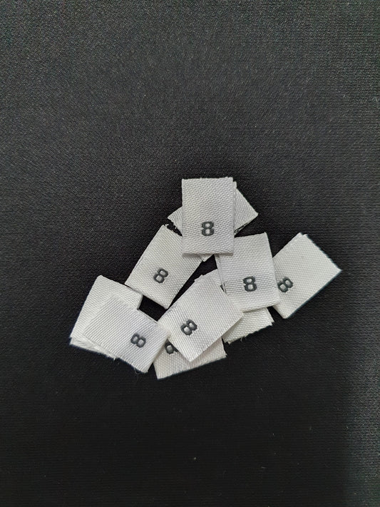 Woven labels with Black Text - size 8